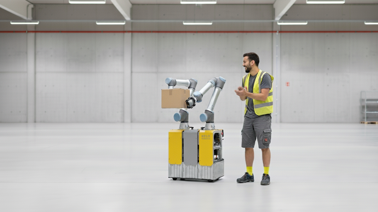 Worker claps for ROBILE with dual UR